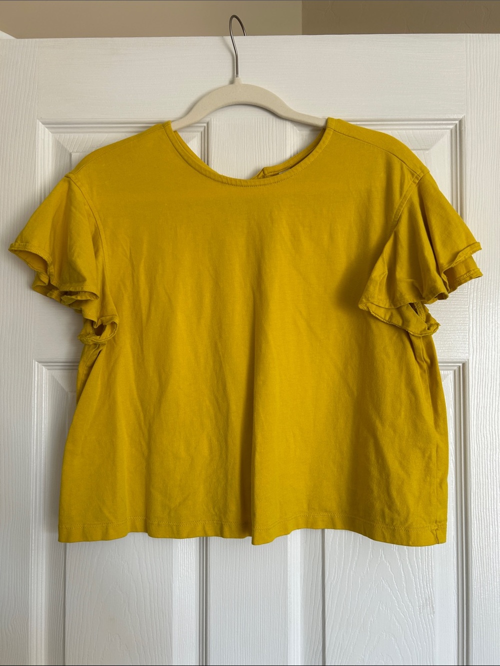 Nordstrom Mustard Ruffle Sleeve Short Sleeve Tee